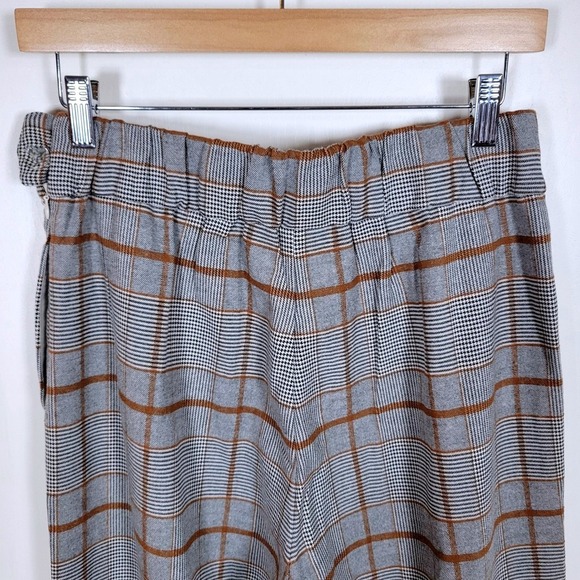 Roolee Gray Plaid Wide Leg Cropped Trousers Size Small Chic Preppy Pants - Picture 5 of 7